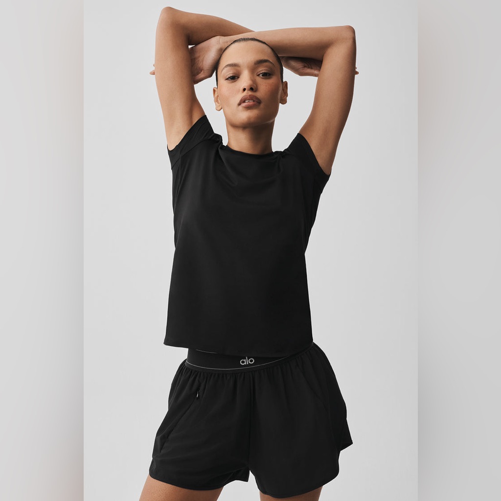 Nwt Alo Alosoft Finesse Tee Black Medium